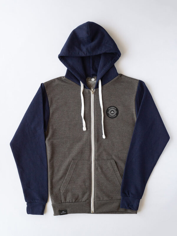 RAYS - Zip Hoodie<br>charcoal grey / navy